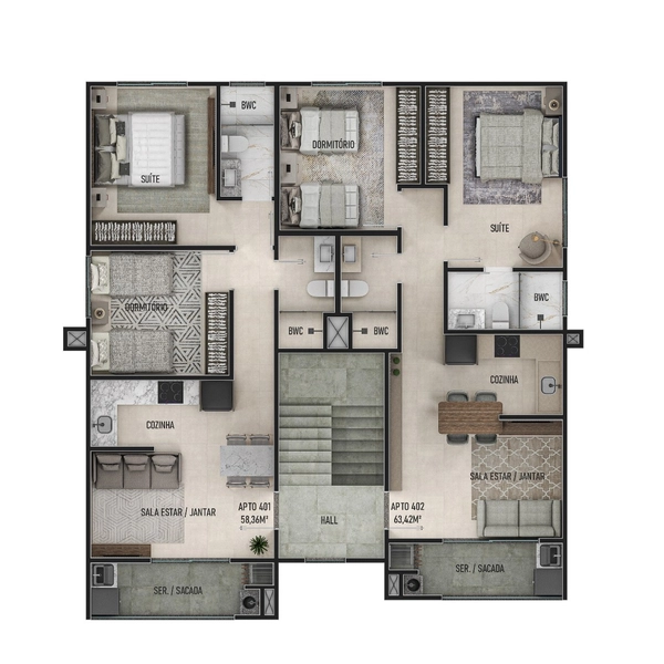 APARTAMENTO NA PLANTA - CENTRO DE NAVEGANTES: 6ª foto da galeria de imagens do imóvel