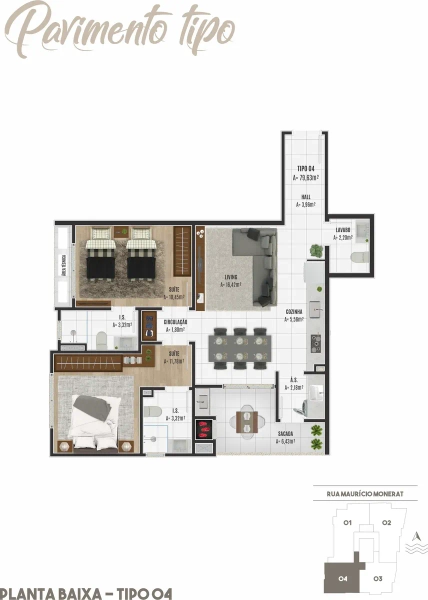 APARTAMENTO COM DUAS SUÍTES, SEMI MOBILIADO - GRAVATÁ / NAVEGANTES: 25ª foto da galeria de imagens do imóvel