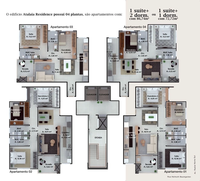 APARTAMENTO DE 1 SUÍTE + 2 DORMITÓRIOS LOCALIZADO A 900 METROS DO MAR: 8ª foto da galeria de imagens do imóvel
