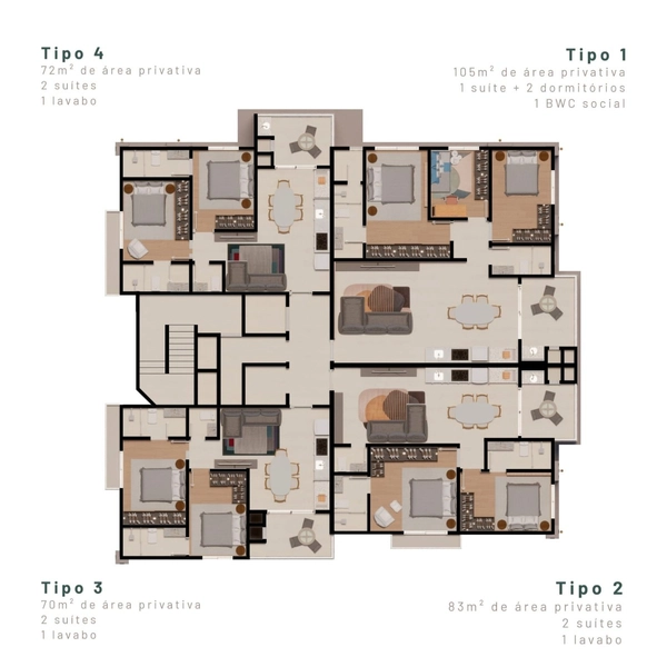 APARTAMENTO NA PLANTA COM DUAS SUITES NO CENTRO DE NAVEGANTES: 8ª foto da galeria de imagens do imóvel