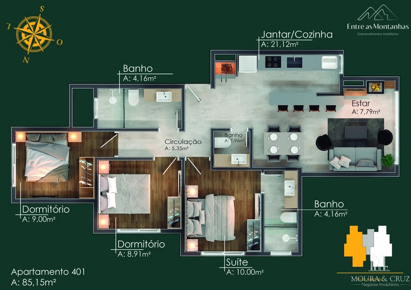 Apartamento Cobertura 3 quartos no bairro Moura em Gramado: 7ª foto da galeria de imagens do imóvel