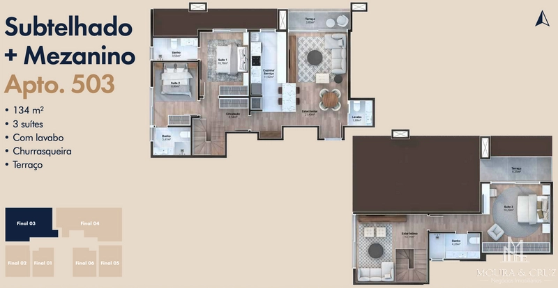 Apartamento cobertura duplex 3 quartos em Gramado: 9ª foto da galeria de imagens do imóvel
