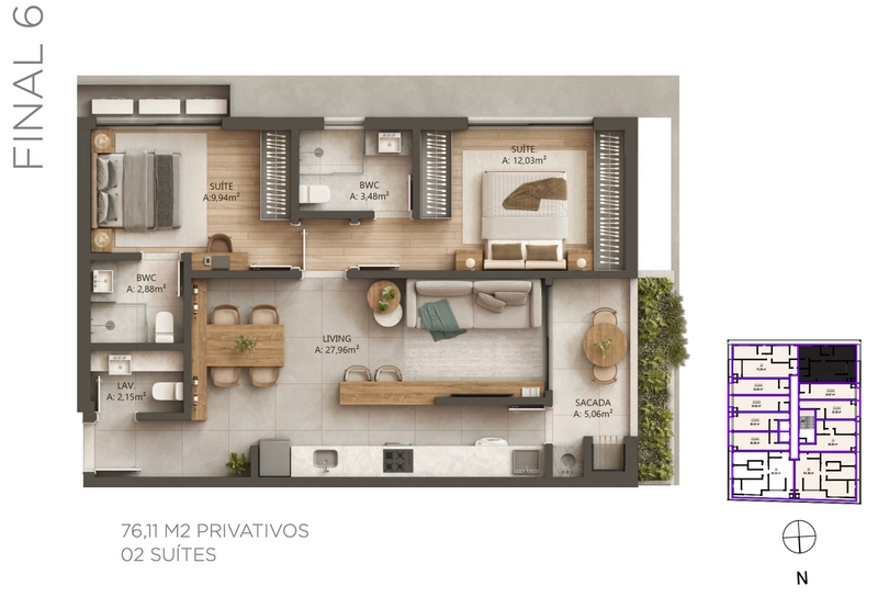 Apartamento em construção - Canasvieiras - Florianópolis: 9ª foto da galeria de imagens do imóvel