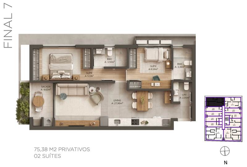 Apartamento em construção - Canasvieiras - Florianópolis: 10ª foto da galeria de imagens do imóvel