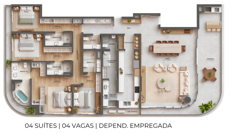 Apartamento 3 ou 4 suítes com 4 vagas de garagem frente-mar em Jurerê: 15ª foto da galeria de imagens do imóvel