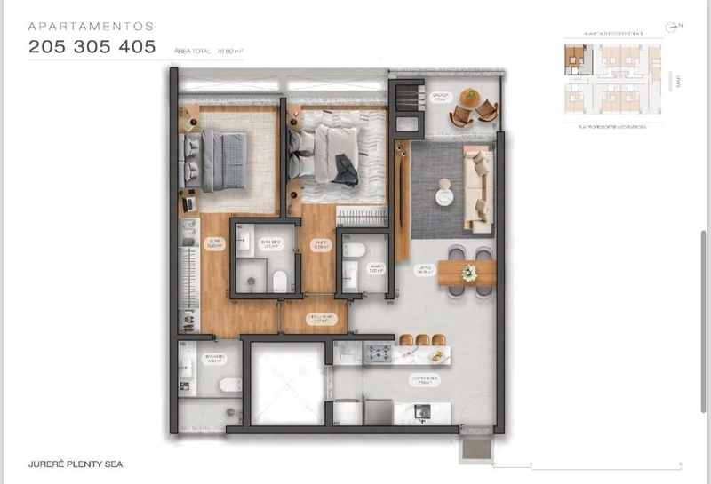 Apartamento 2 dormitórios- 2 suítes - Jurerê Plenty Sea: 18ª foto da galeria de imagens do imóvel