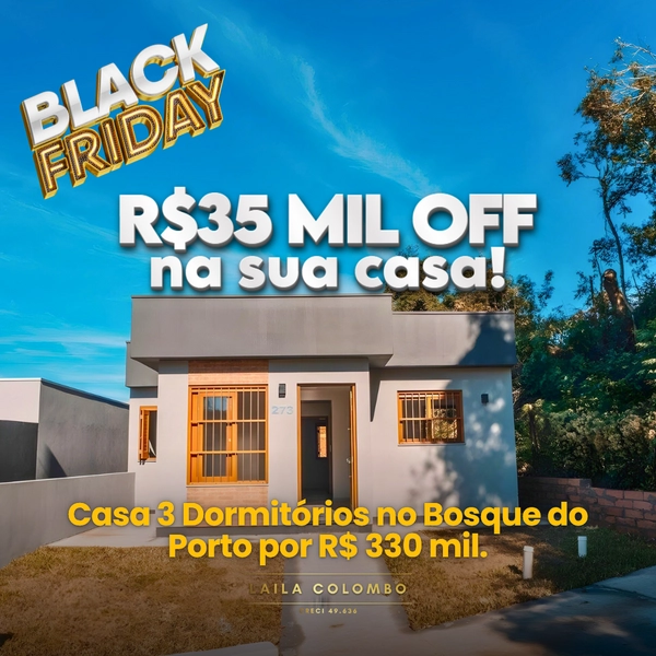 Casa Nova 3 Dorms, Bosque do Porto | De R$ 365 Mil por R$ 330 Mil: 2ª foto da galeria de imagens do imóvel