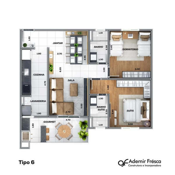 Apartamento na planta, lançamento em Taubaté SP: 5ª foto da galeria de imagens do imóvel