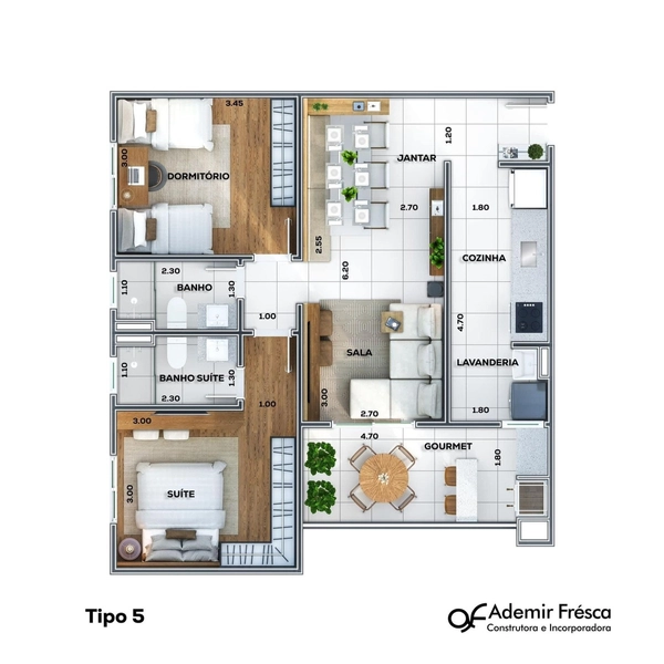Apartamento na planta, lançamento em Taubaté SP: 6ª foto da galeria de imagens do imóvel