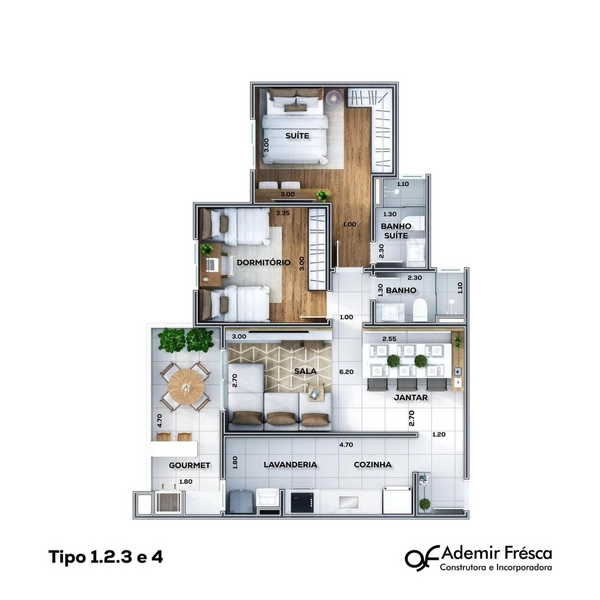 Apartamento na planta, lançamento em Taubaté SP: 4ª foto da galeria de imagens do imóvel