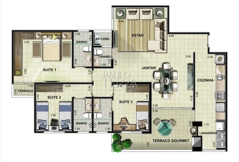 Apartamento alto padrão 3 suítes - Edifício Jardins Residence- Taubaté: 51ª foto da galeria de imagens do imóvel