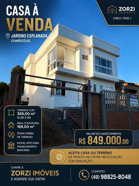 Casa à Venda – loteamento Jardins Esplanada | Chapecó