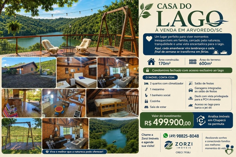 CASA DO LAGO À VENDA EM ARVOREDO/SC: 2ª foto da galeria de imagens do imóvel