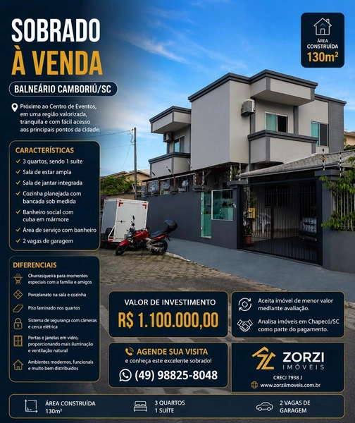 SOBRADO MODERNO À VENDA EM BALNEÁRIO CAMBORIÚ/SC: 2ª foto da galeria de imagens do imóvel