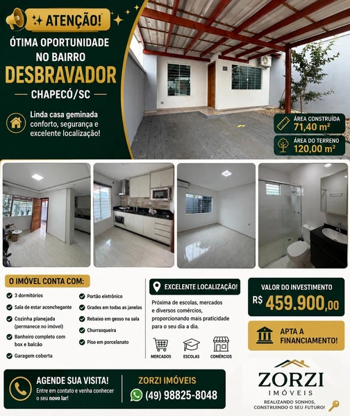 CASA A VENDA NO BAIRRO DESBRAVADOR – CHAPECÓ/SC