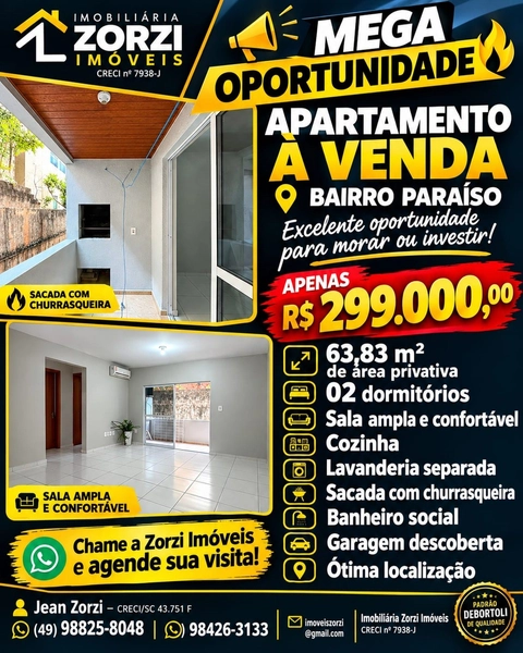 APARTAMENTO À VENDA – BAIRRO PARAÍSO: 1ª foto da galeria de imagens do imóvel