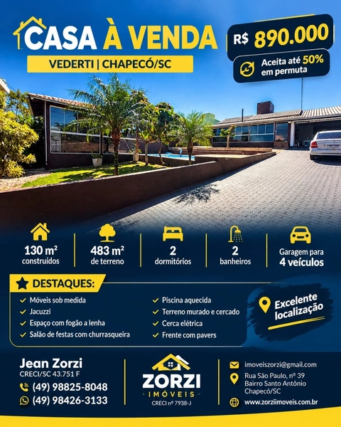 LINDA CASA À VENDA – VEDERTI - CHAPECÓ – SC: 1ª foto da galeria de imagens do imóvel