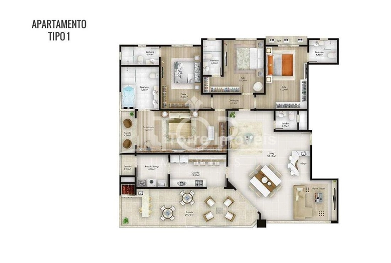 LINDO 4 SUÍTES MOBILIADO: 3ª foto da galeria de imagens do imóvel