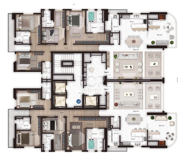 Apartamento na planta Meia praia: 2ª foto da galeria de imagens do imóvel