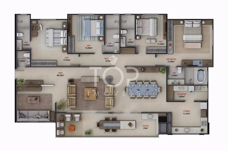 MOBILIADO E DECORADO! ALTO PADRÃO: 4ª foto da galeria de imagens do imóvel
