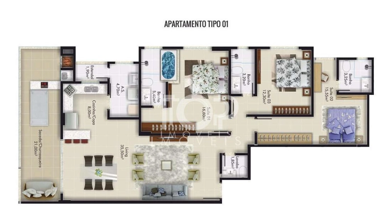 APARTAMENTO MOBILIADO 03 SUÍTES NA MEIA PRAIA: 4ª foto da galeria de imagens do imóvel