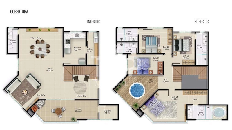 FINAMENTE MOBILIADO. COBERTURA DUPLEX MEIA PRAIA!: 3ª foto da galeria de imagens do imóvel