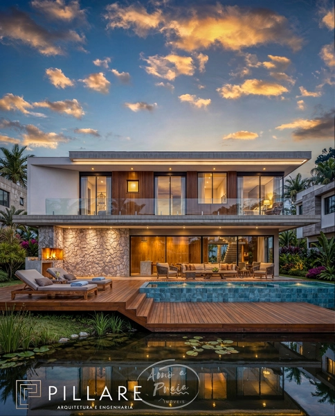 Casa de alto padrão no Condomínio Amare com 5 suítes e piscina