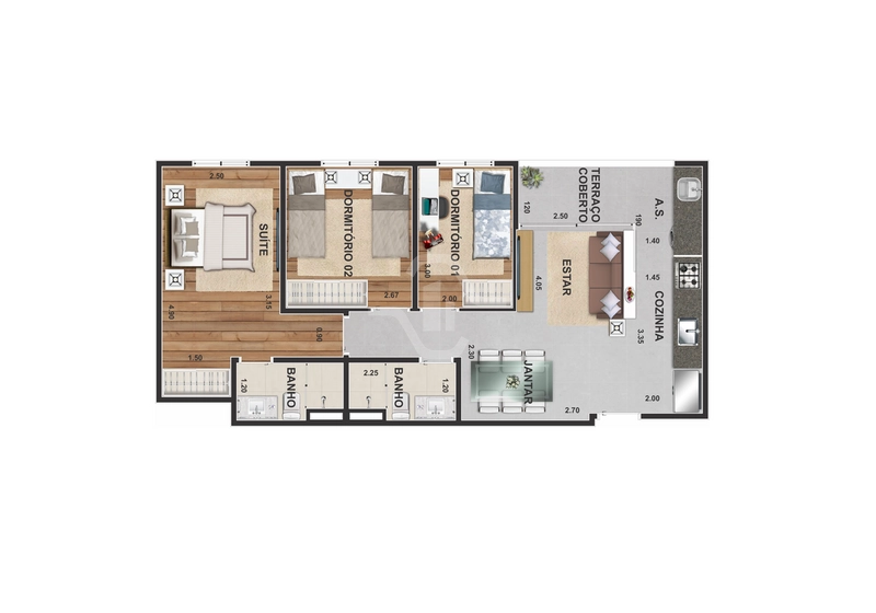 Apartamento com 3 dormitórios no Gran Parque: 1ª foto da galeria de imagens do imóvel