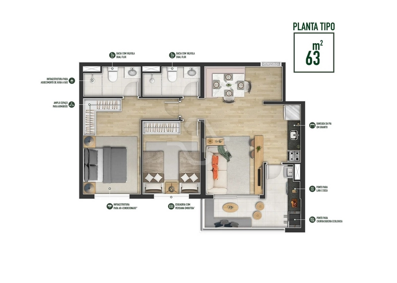Apartamento com 2 dormitórios na Aldeia de Barueri: 2ª foto da galeria de imagens do imóvel