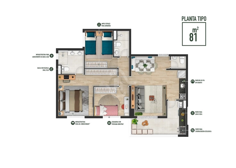 Apartamento com 3 dormitórios na Aldeia de Barueri: 20ª foto da galeria de imagens do imóvel