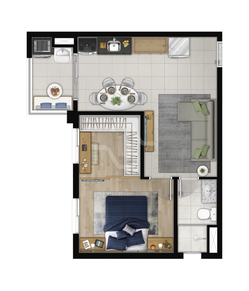 Apartamento de 43 m² do Condomínio Breeze: 2ª foto da galeria de imagens do imóvel