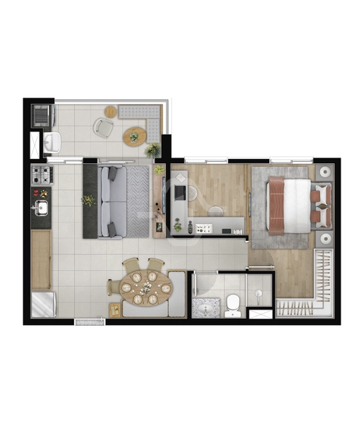 Apartamento de 48 m² no Condomínio Breeze: 2ª foto da galeria de imagens do imóvel