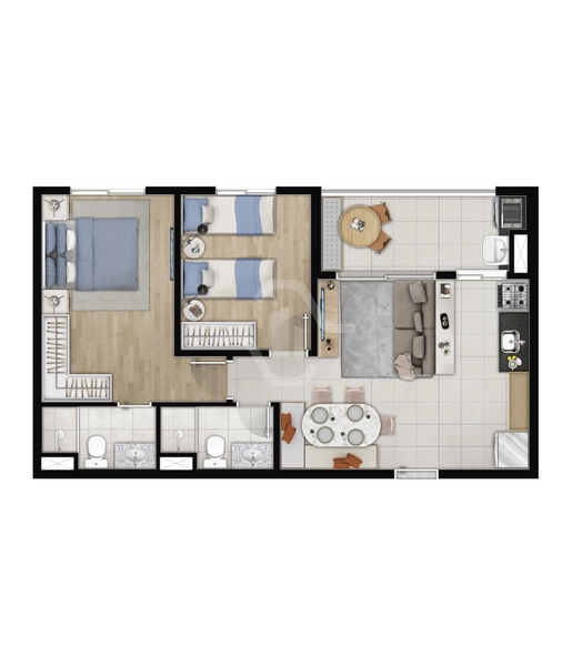 Apartamento de 58 m² no Condomínio Breeze: 2ª foto da galeria de imagens do imóvel