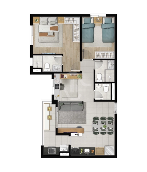 Apartamento com 2 dormitórios no Condomínio Breeze: 2ª foto da galeria de imagens do imóvel