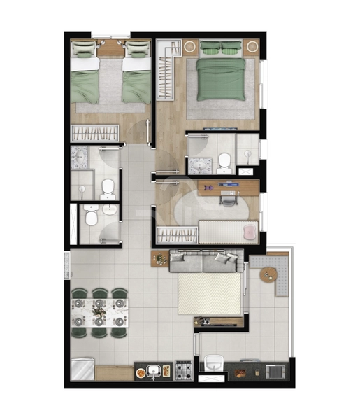Apartamento com 3 dormitórios no Condomínio Breeze: 2ª foto da galeria de imagens do imóvel