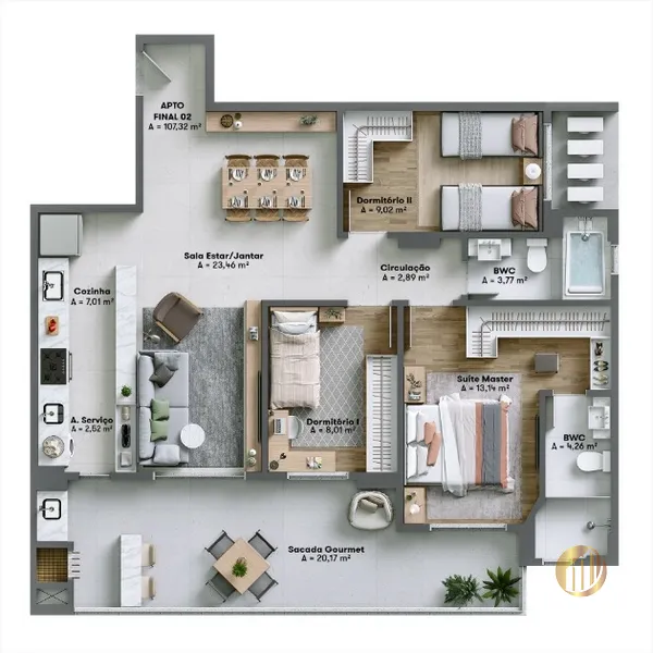 Residencial Paradiso del Mare | 3 quartos Fazenda - Itajaí: 9ª foto da galeria de imagens do imóvel
