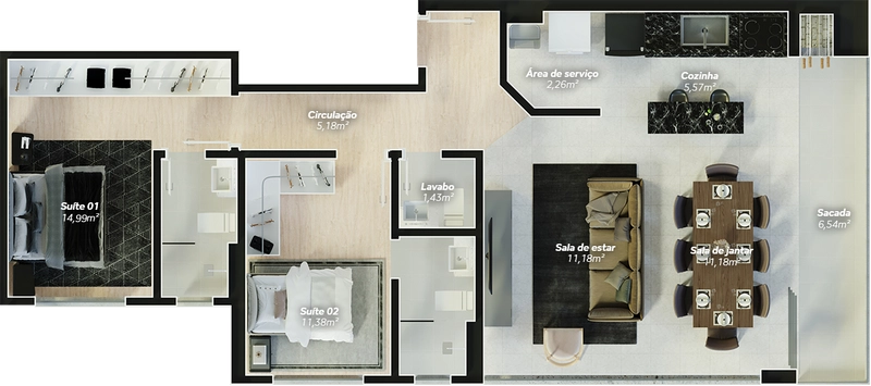 Apartamento no Ed. Venice Brava House na Praia Brava: 2ª foto da galeria de imagens do imóvel