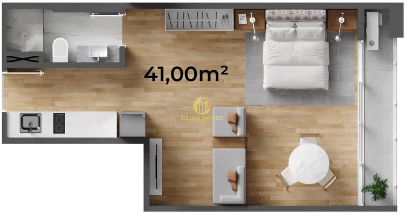 Apartamento studio no centro de Itajaí no Ed. Downtown: 2ª foto da galeria de imagens do imóvel