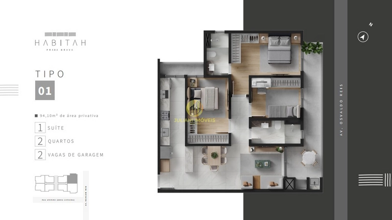 Apartamento no Edifício Habitat Praia Brava: 2ª foto da galeria de imagens do imóvel