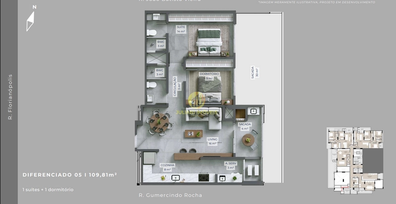 Apartamento com 1 suíte + 1 dormitório no MoMA Residence – Itajaí: 16ª foto da galeria de imagens do imóvel
