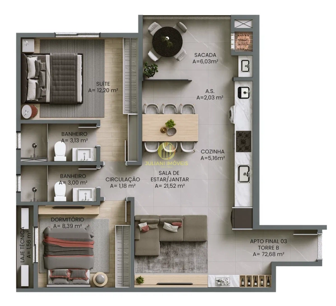 Apartamento no Ed. Residencial Paesaggio em Itajaí: 11ª foto da galeria de imagens do imóvel