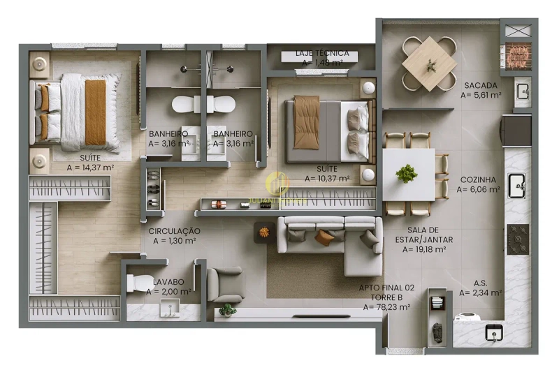 Apartamento no Ed. Residencial Paesaggio: 11ª foto da galeria de imagens do imóvel