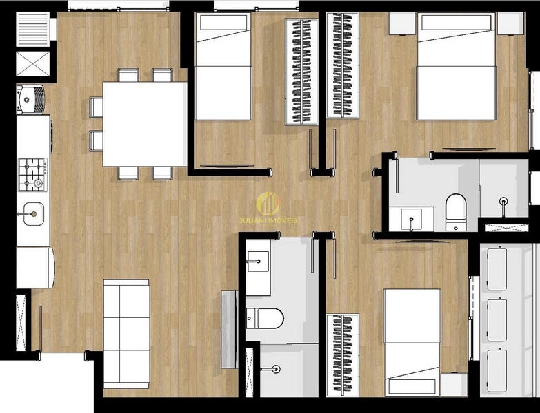 Apartamento no Ed. Portovelas em Itajaí com 3 dormitórios: 2ª foto da galeria de imagens do imóvel
