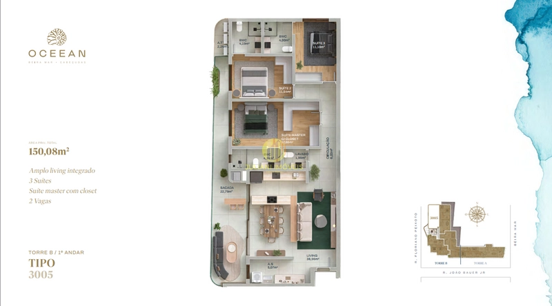 Apartamento frente mar Ed. Oceean na praia Cabeçudas: 11ª foto da galeria de imagens do imóvel