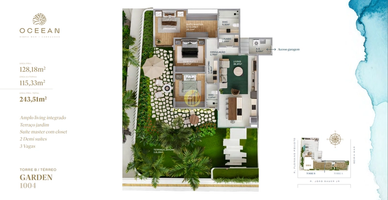 Garden Duplex Ed. Oceean na Praia Cabeçudas: 9ª foto da galeria de imagens do imóvel