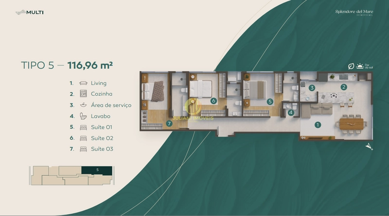 Apartamento no  Splendore del Mare 3 quartos: 4ª foto da galeria de imagens do imóvel