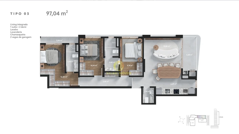 Apartamento no Ed. Hórus Residence em Itajaí: 2ª foto da galeria de imagens do imóvel