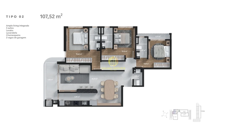 Apartamento no Ed. Hórus Residence na Fazenda em Itajaí: 2ª foto da galeria de imagens do imóvel