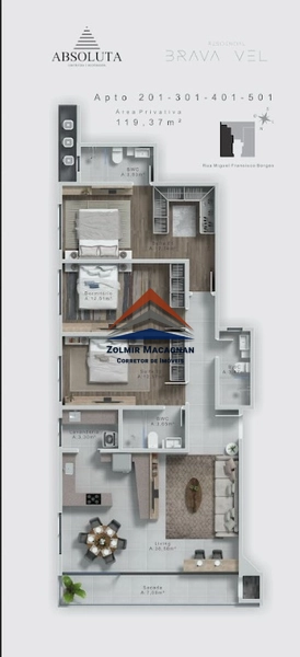 Apartamento 3 dormitórios a 240 metros da Praia Brava - Itajaí SC: 33ª foto da galeria de imagens do imóvel