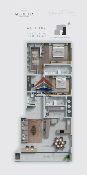 Apartamento 3 dormitórios a 240 metros da Praia Brava - Itajaí SC: 31ª foto da galeria de imagens do imóvel